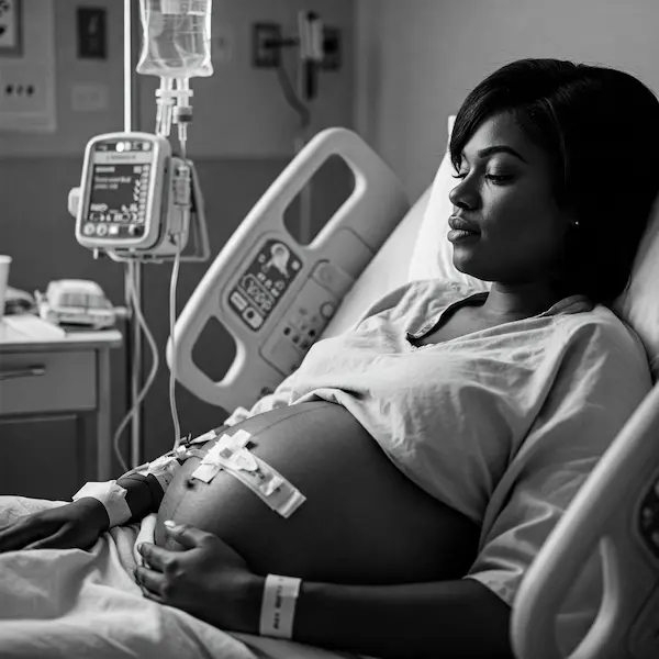mujer embarazada internada en hospital